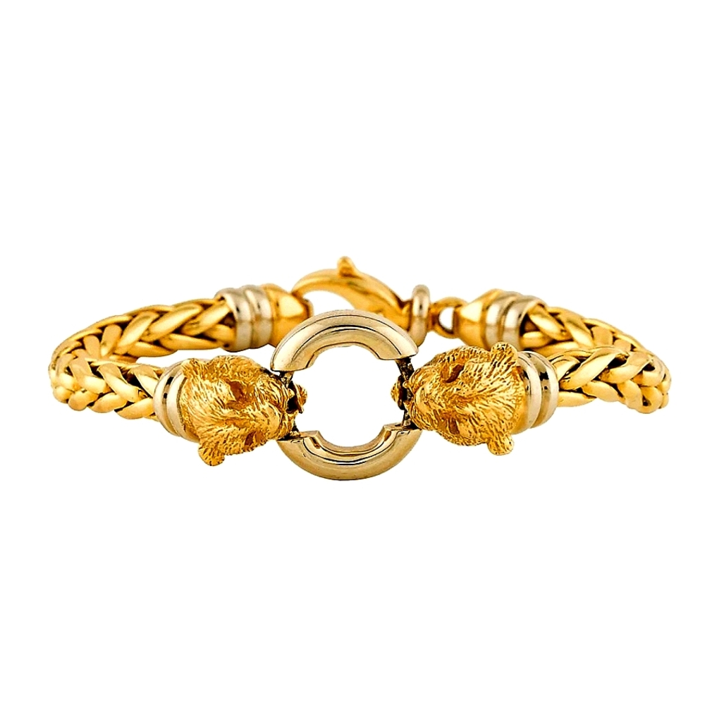 Vintage, 14K Two-Tone yellow and white gold double intertwined  Panther Bracelet